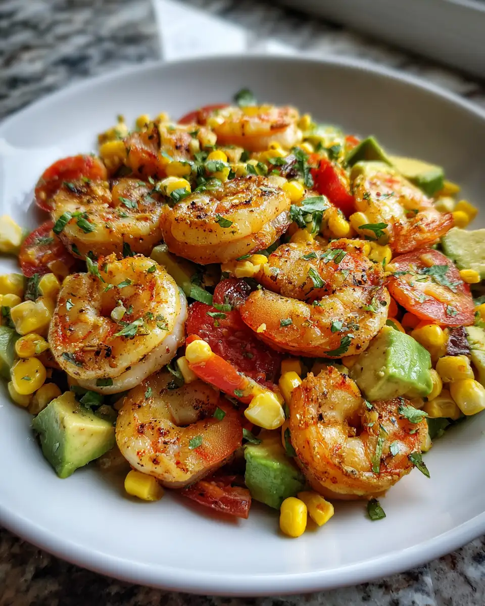 Final dish - Zesty Shrimp Avocado Corn Salad Delight