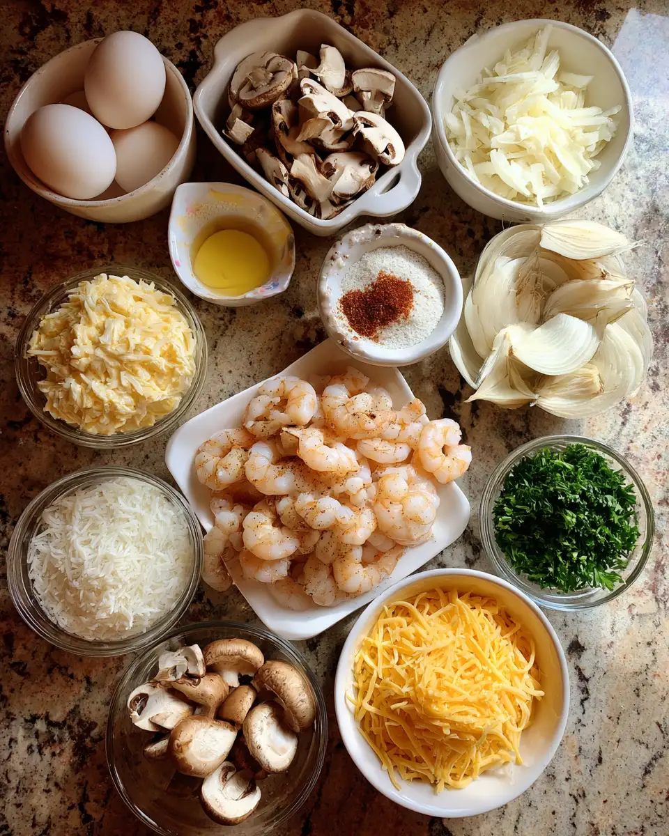 Ingredients for Unlock Flavor Bliss with a Savory Shrimp Mushroom Casserole