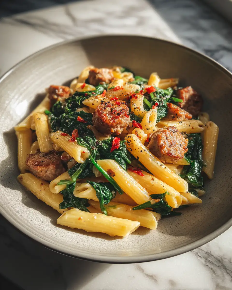 Spice Up Your Dinner with Savory Sausage Penne and Spinach - Featured Image
