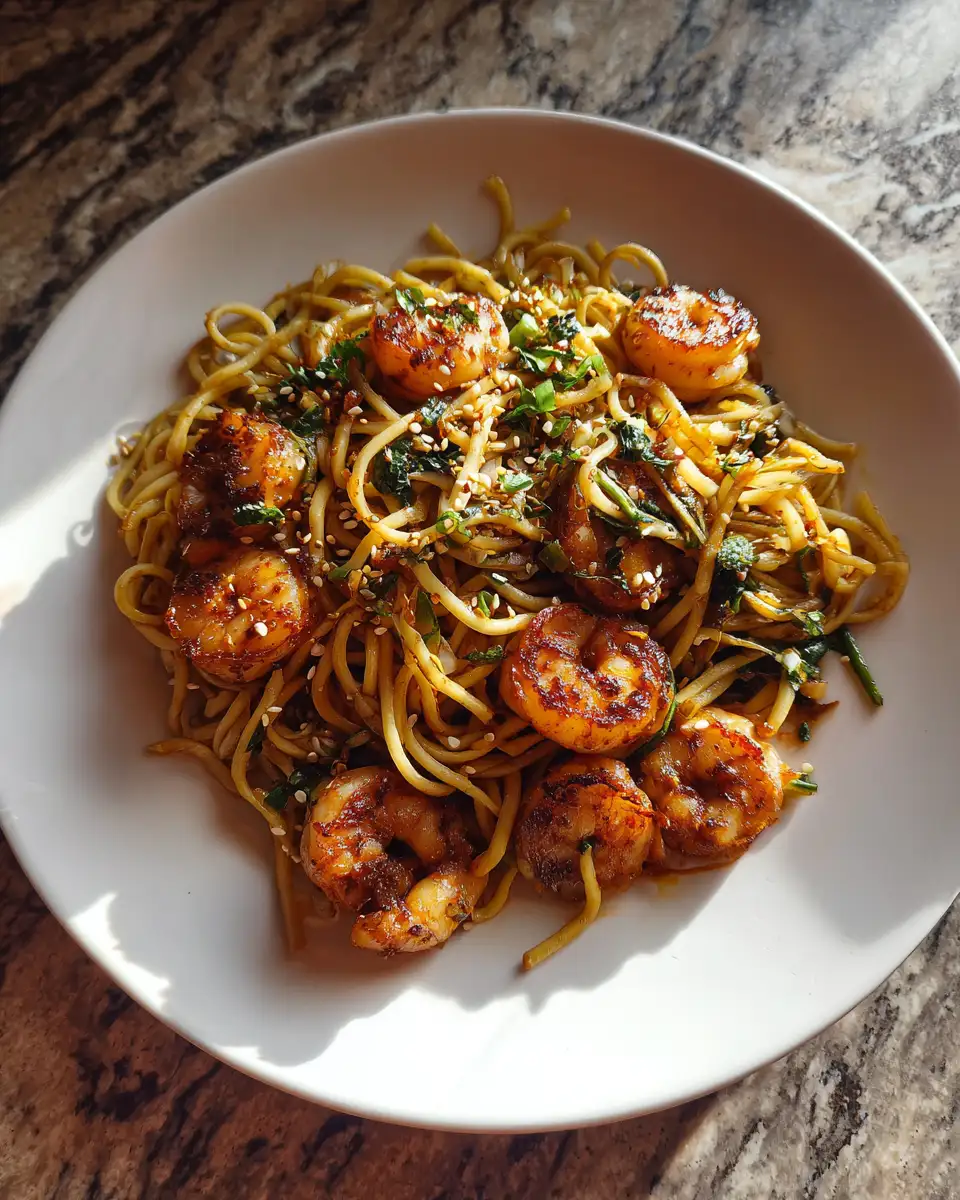Final dish - Sizzle and Spice: Irresistible Sesame Shrimp Noodles