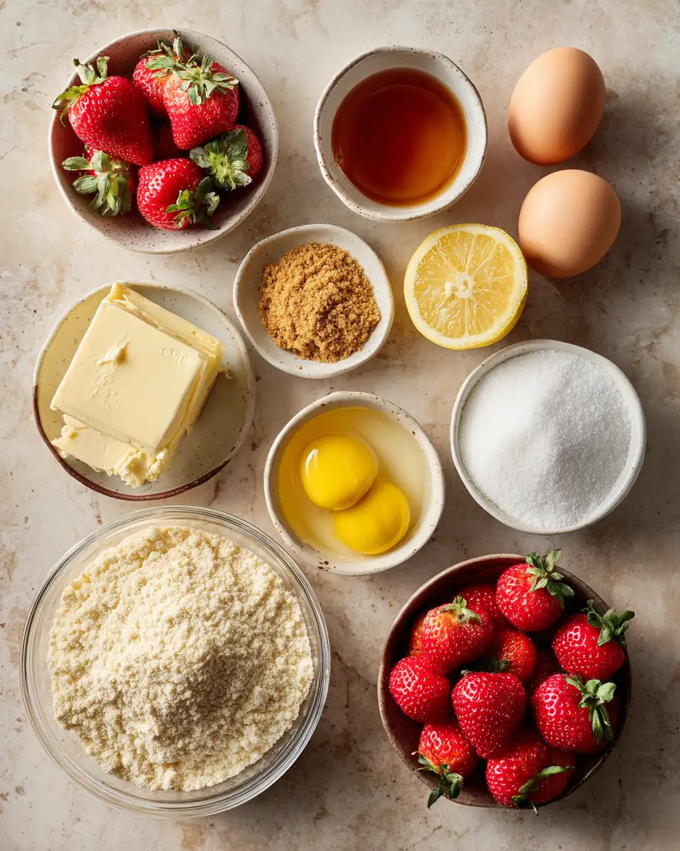 Ingredients for Irresistibly Tangy Strawberry Lemonade Cheesecake Bars to Sweeten Your Day