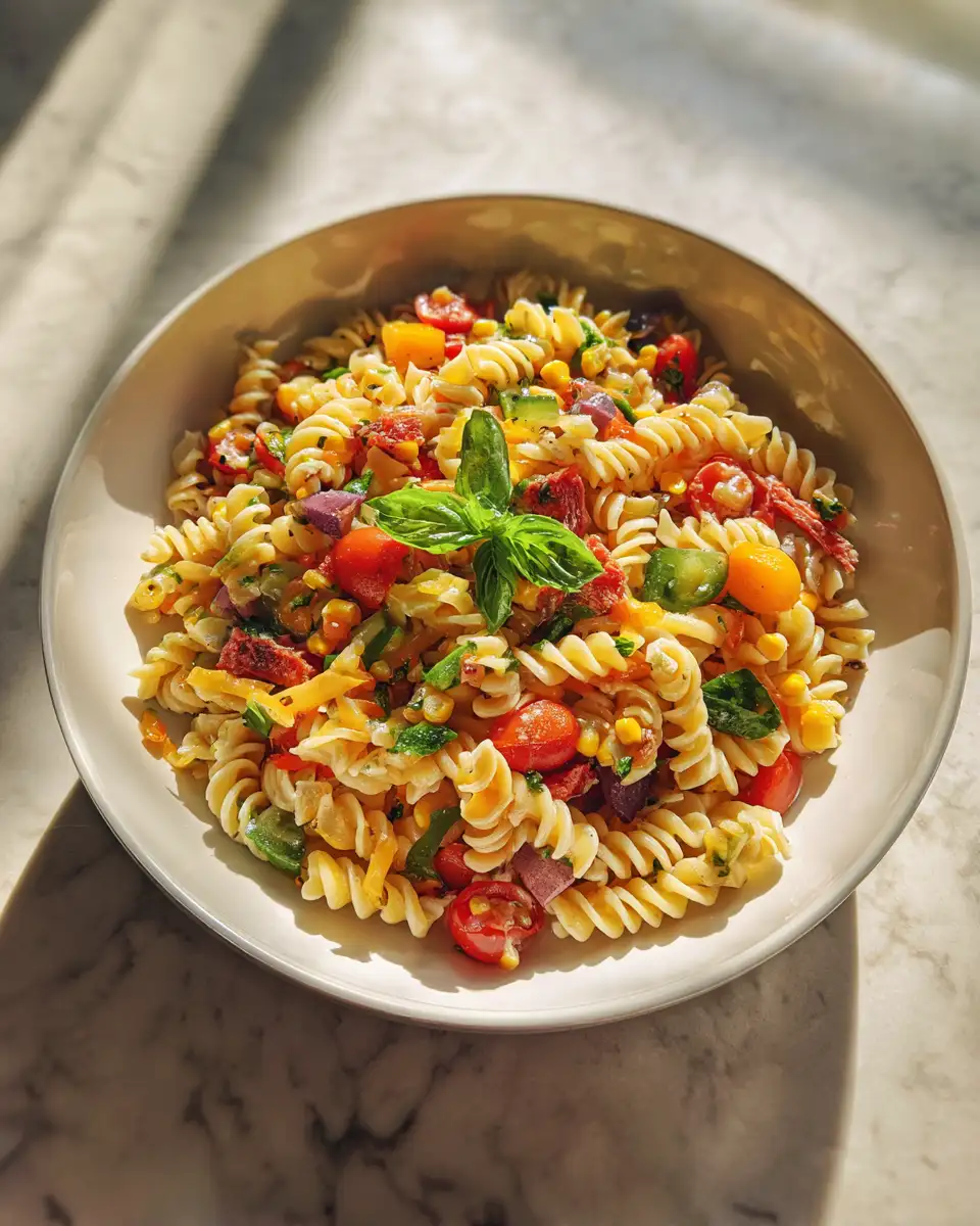 Final dish - Sunshine in a Bowl Summer Pasta Salad with Corn Delight