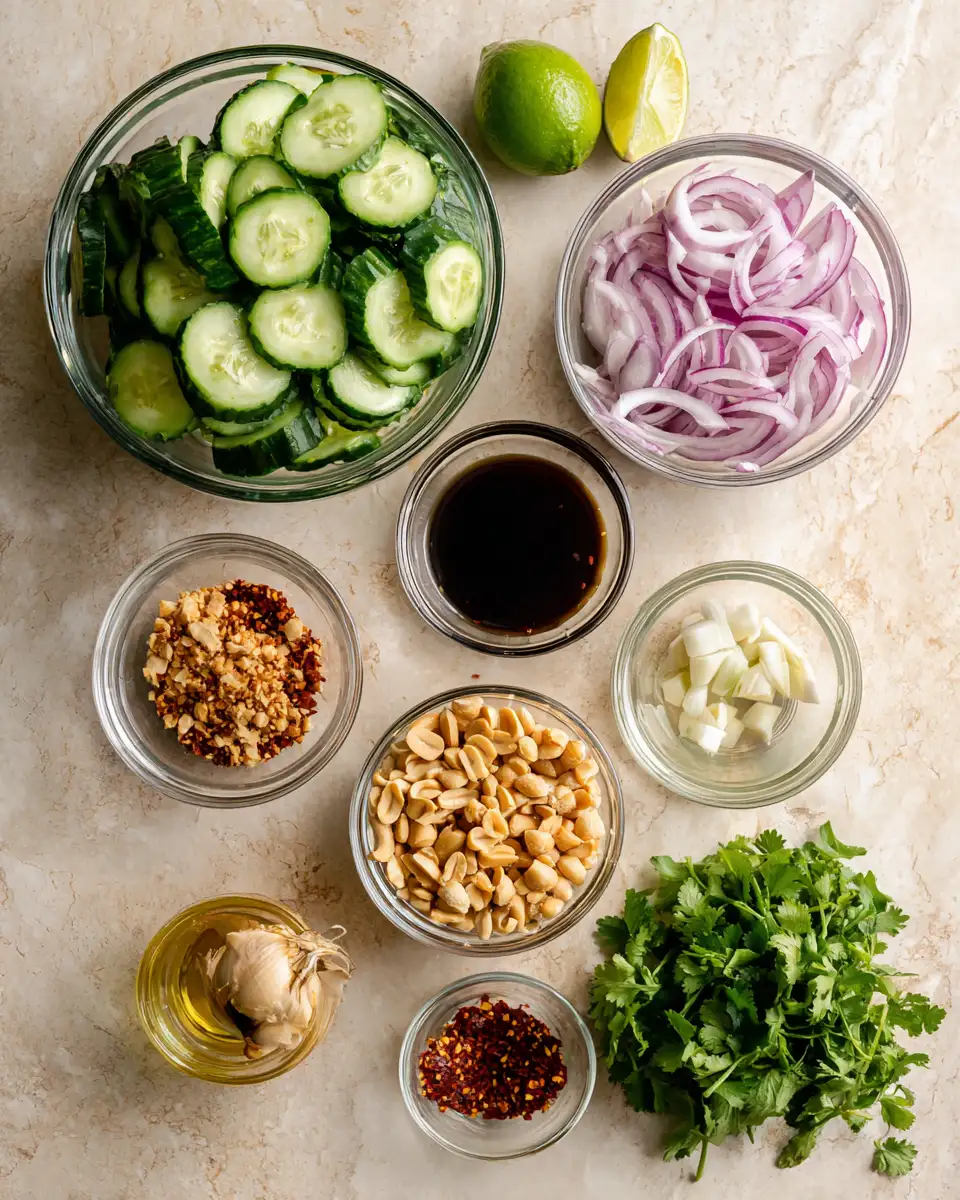 Ingredients for Zesty Thai Cucumber Salad: A Refreshing Burst of Flavor