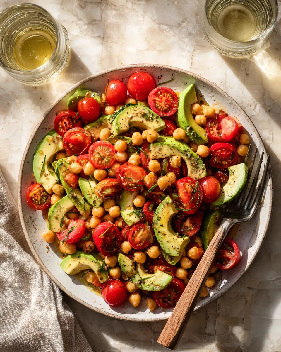 Fresh & Flavorful: Tomato Chickpea Avocado Salad Delight - Featured Image