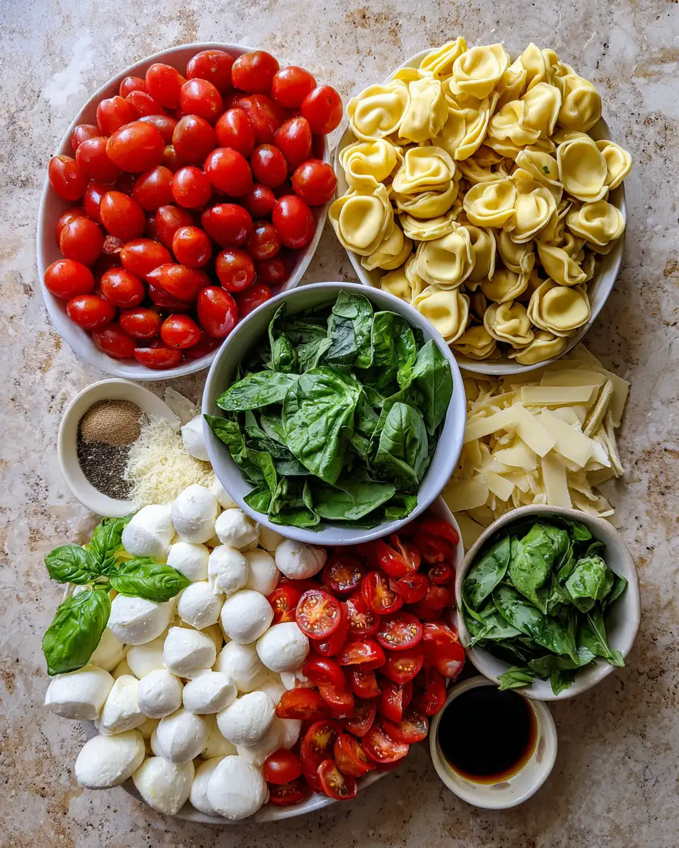 Bursting with Flavor: Tortellini Caprese Pasta Salad Delight 4 Ingredients for Bursting with Flavor: Tortellini Caprese Pasta Salad Delight