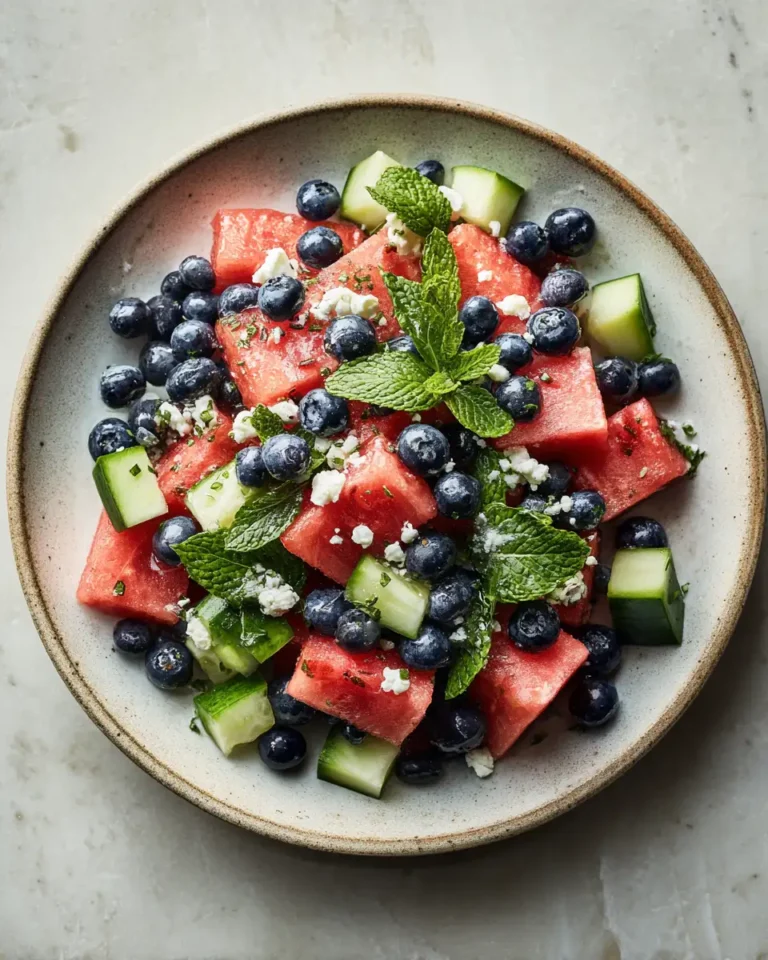 Refreshing Summer Delight Watermelon Blueberry Feta Salad - Featured Image