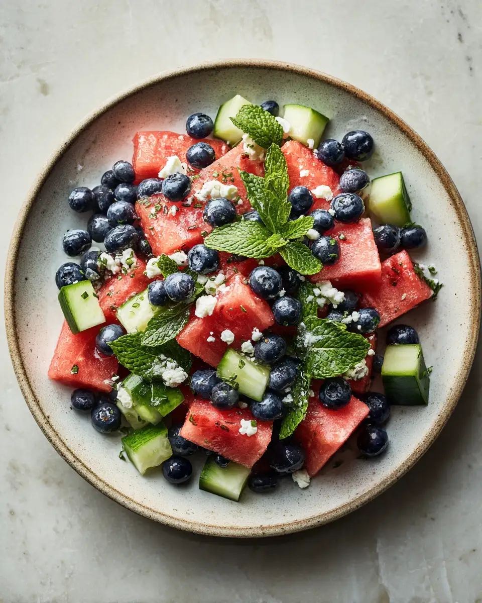 Refreshing Summer Delight Watermelon Blueberry Feta Salad - Featured Image