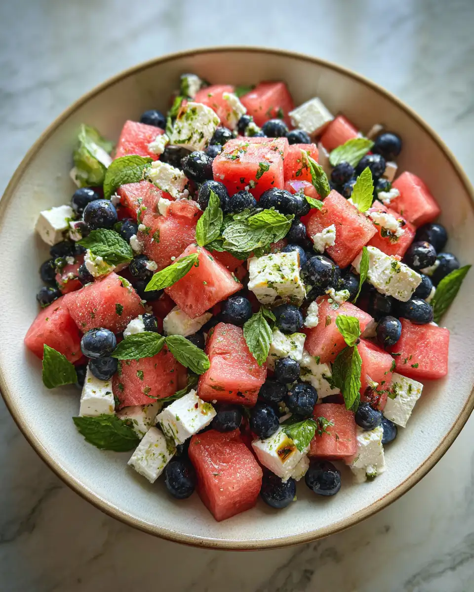 Final dish - Refreshing Summer Delight Watermelon Blueberry Feta Salad
