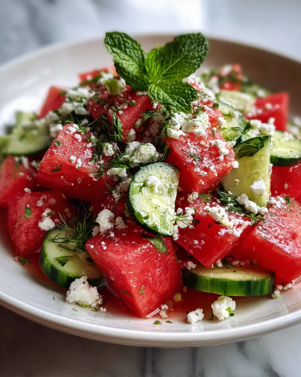 Refreshing Delight Watermelon Cucumber Feta Salad Fiesta - Featured Image