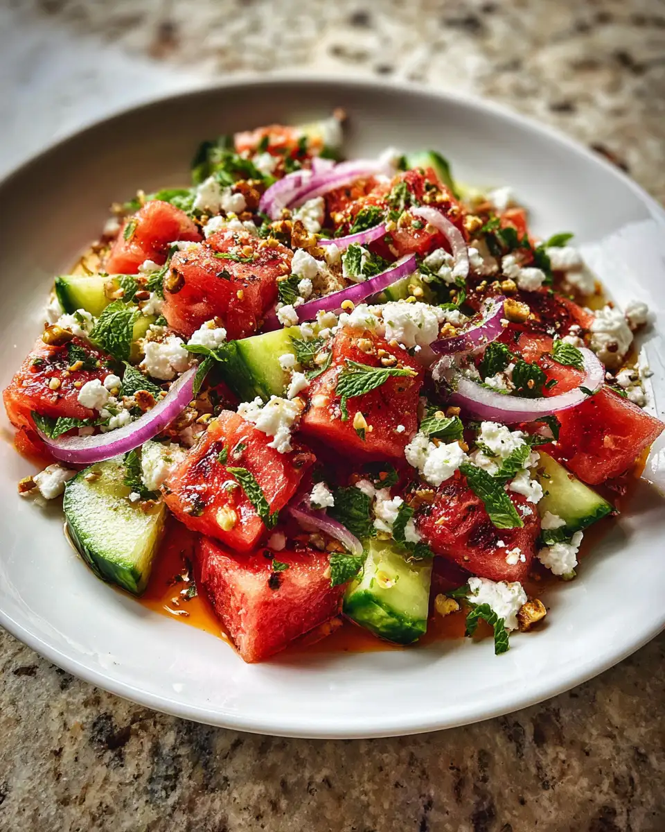 Refreshing Delight Watermelon Cucumber Feta Salad Fiesta 6 Final dish - Refreshing Delight Watermelon Cucumber Feta Salad Fiesta