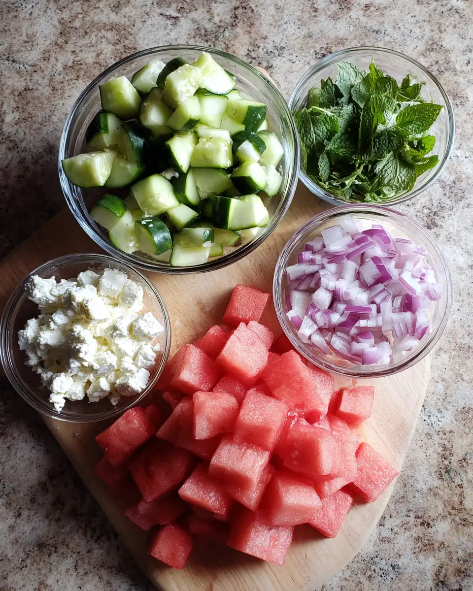 Ingredients for Refreshing Summer Delight: Watermelon Feta Salad Fusion