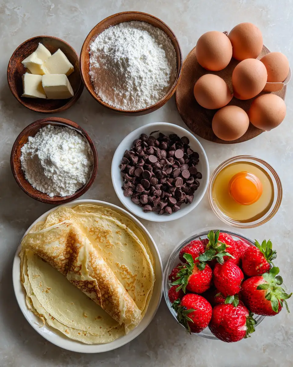 Ingredients for Strawberry & Chocolate Crepe Masterpiece: A Sweet Symphony