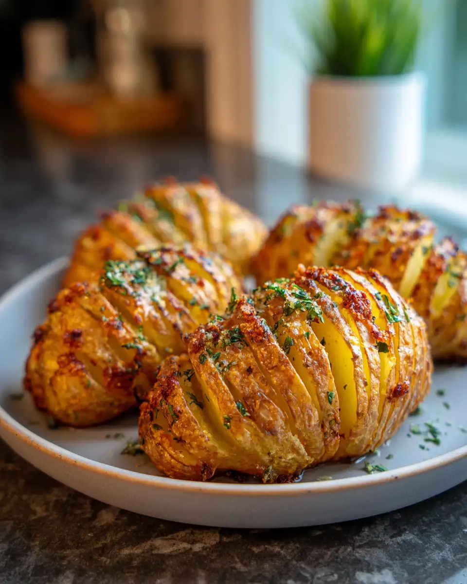 Final dish - Crispy Perfection: Air Fryer Hasselback Potatoes Made Easy