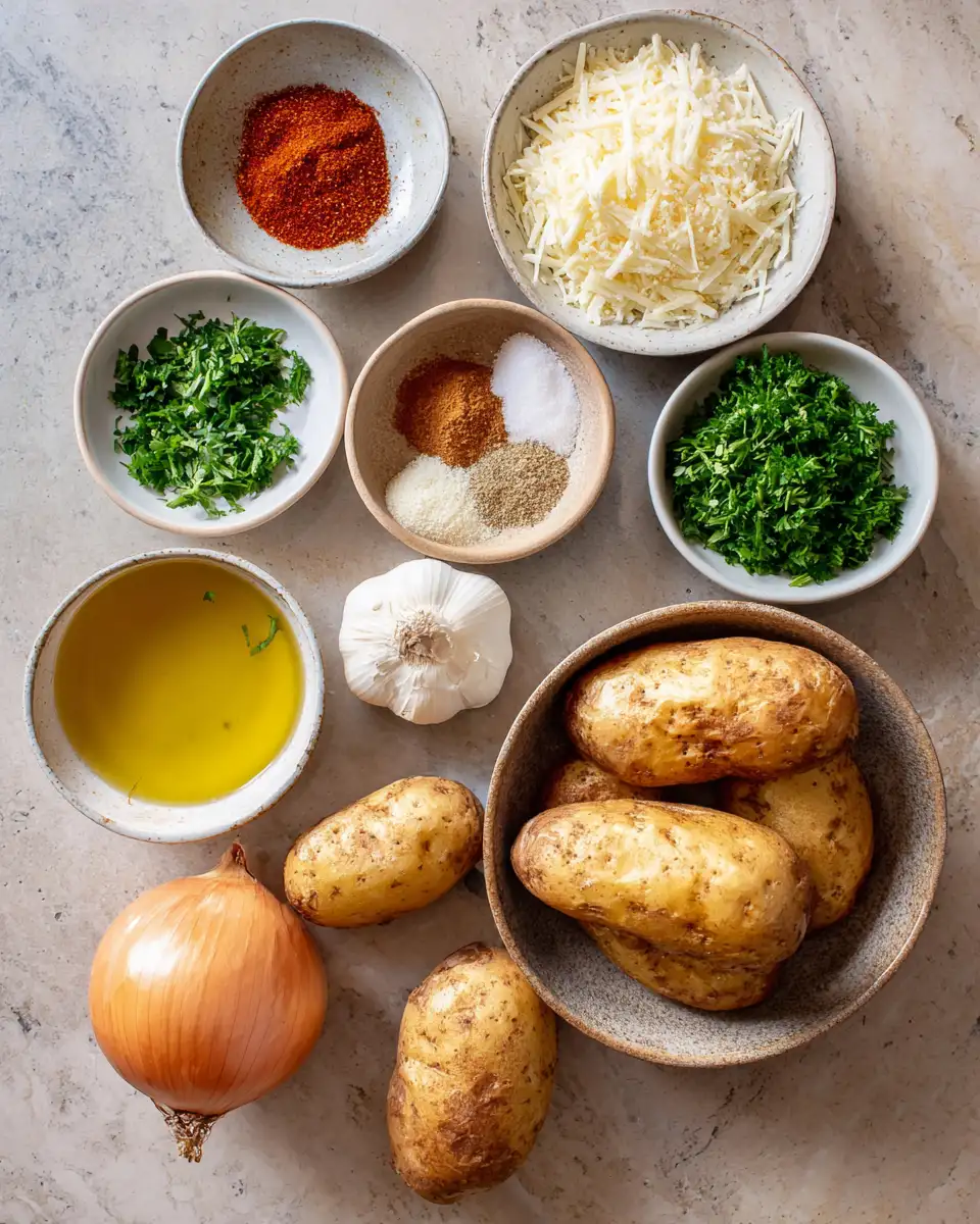 Ingredients for Irresistible Baked Garlic Parmesan Potato Wedges: Your New Favorite Side Dish
