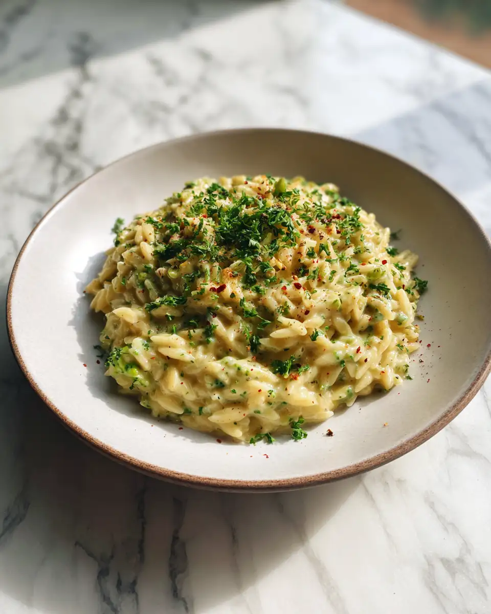 Final dish - Creamy Broccoli Cheese Orzo: Your New Weeknight Obsession