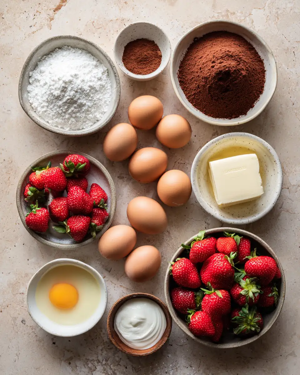 Ingredients for Indulge in Decadence: Brownie Choco Strawberry Mousse Delight