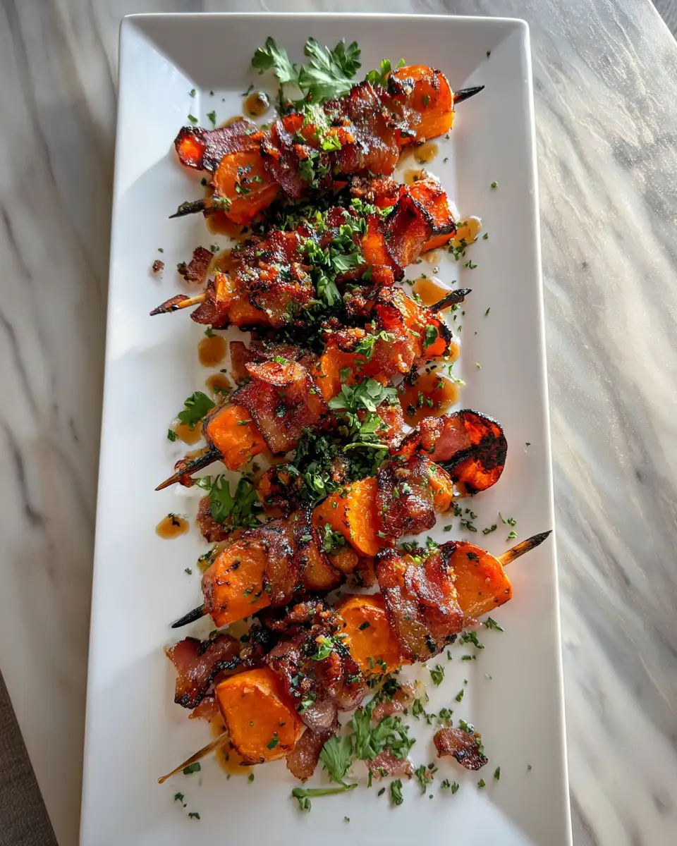 Final dish - Sweet and Savory Delight: Candied Sweet Potato and Bacon Skewers