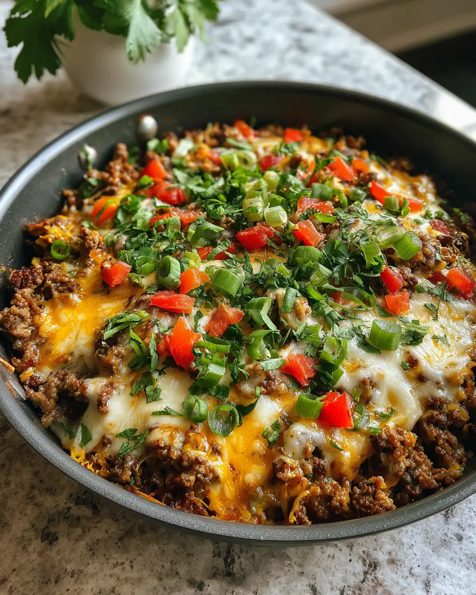 Final dish - Sizzle and Savor: The Ultimate Cheesesteak Ground Beef Skillet Sensation