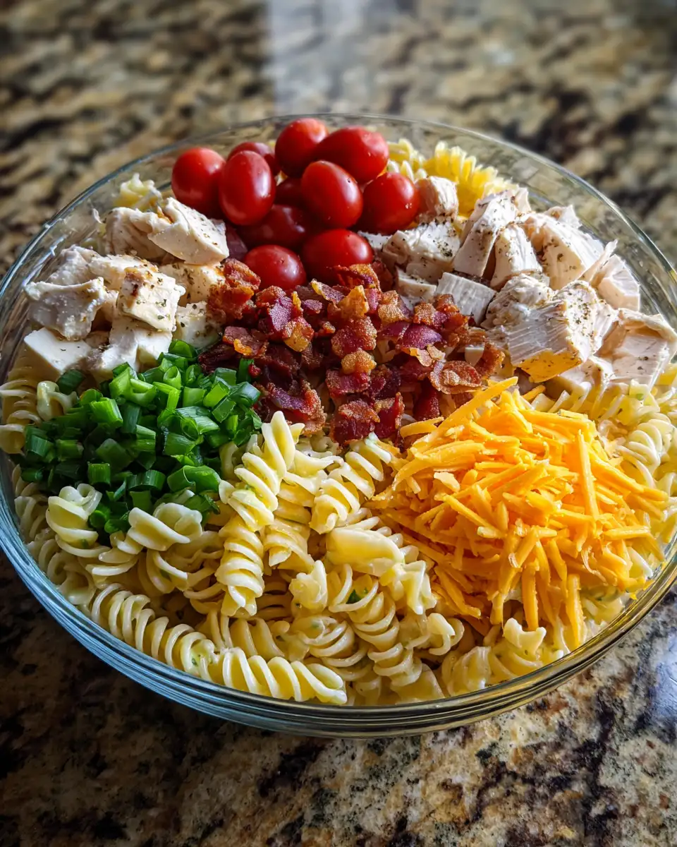 Ingredients for Irresistible Chicken Bacon Ranch Pasta Salad: A Flavor Explosion in Every Bite