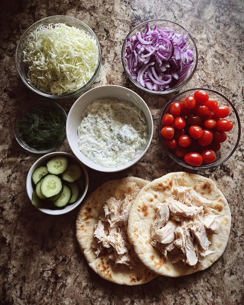 Ingredients for Savor the Flavor: Chicken Pitas with Creamy Herby Ranch Slaw