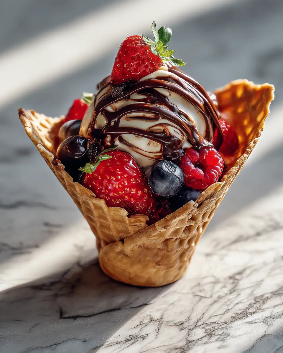Indulge in a Chocolate Berry Swirl Waffle Cone Bowl Delight - Featured Image