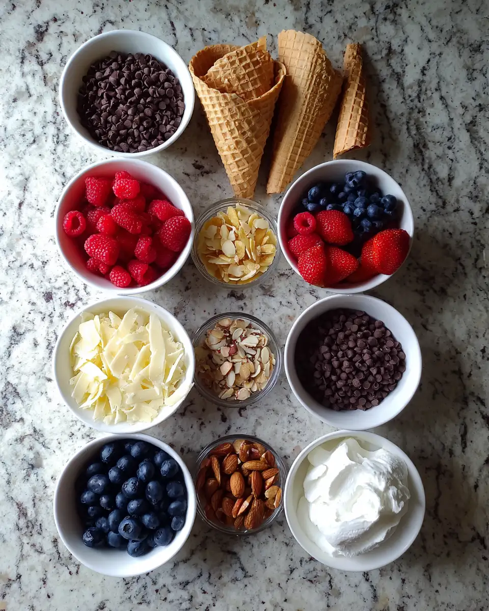 Ingredients for Indulge in a Chocolate Berry Swirl Waffle Cone Bowl Delight