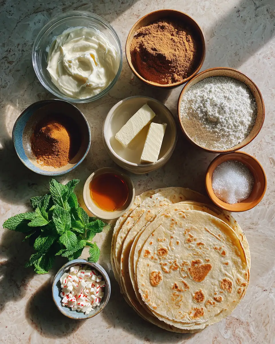Ingredients for Festive Christmas Cheesecake Tacos: A Sweet Holiday Delight