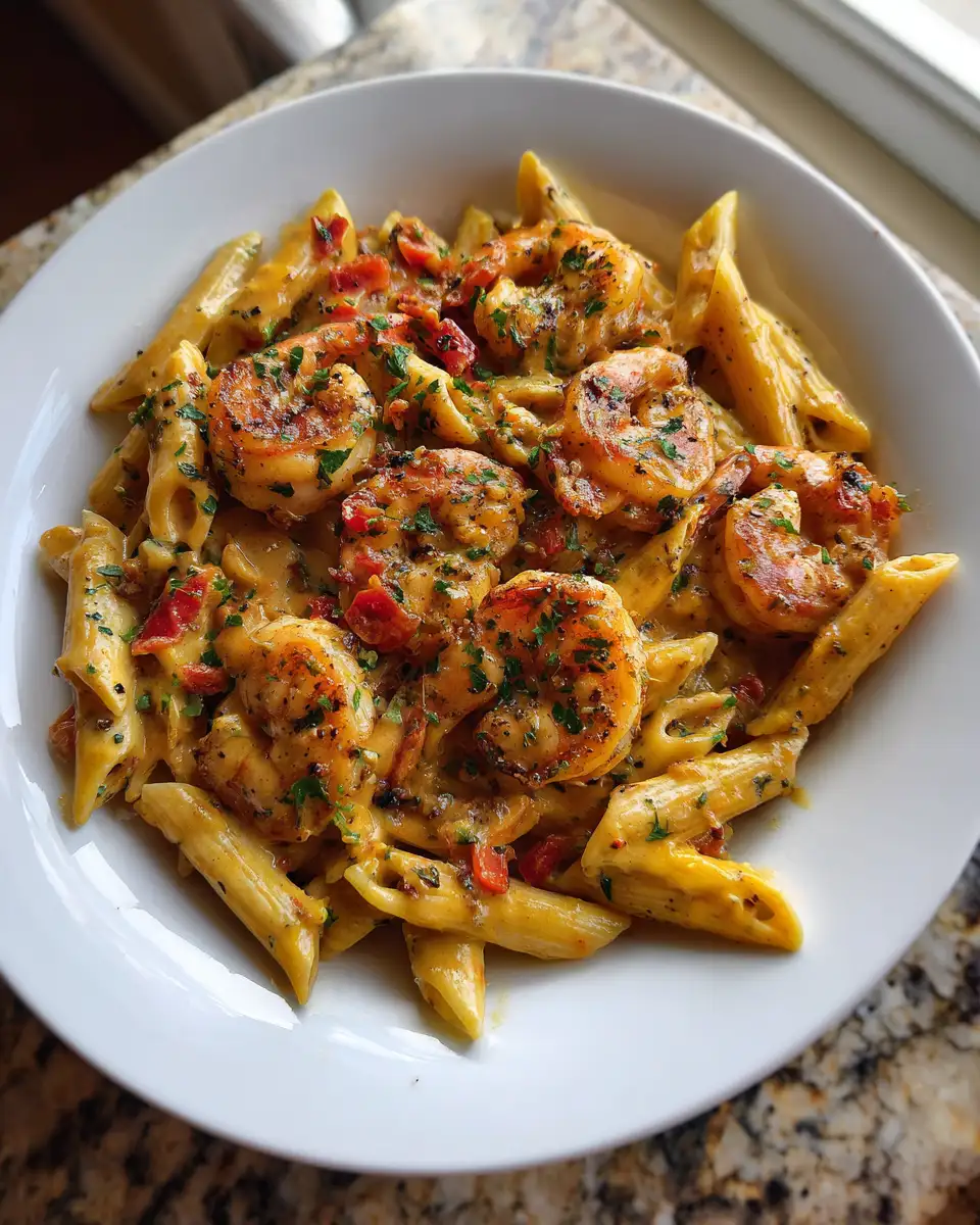 Final dish - Spice Up Your Dinner with Creamy Cajun Shrimp Penne Pasta Delight