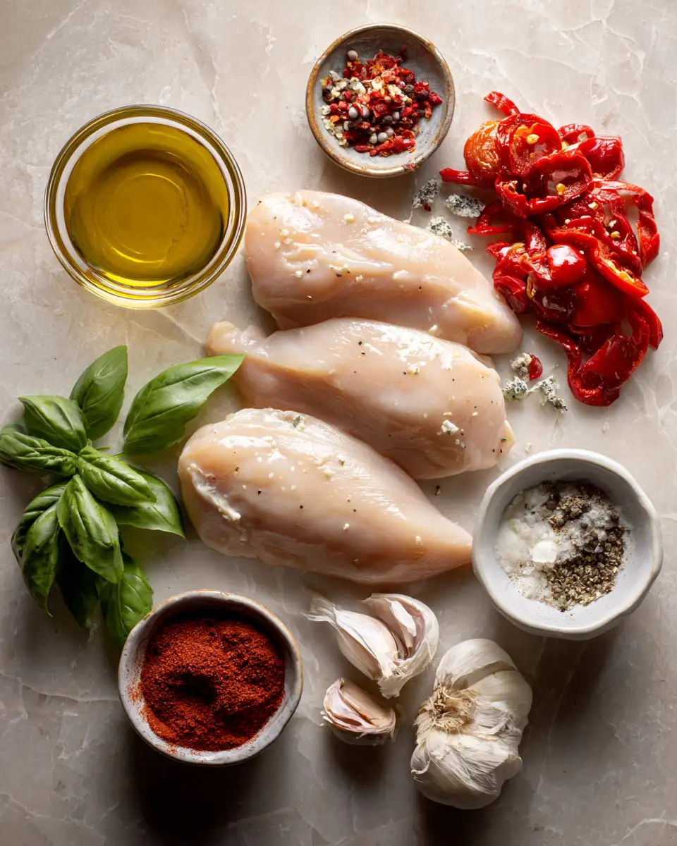 Ingredients for Savor the Flavor: Creamy Garlic Red Pepper Chicken Delight