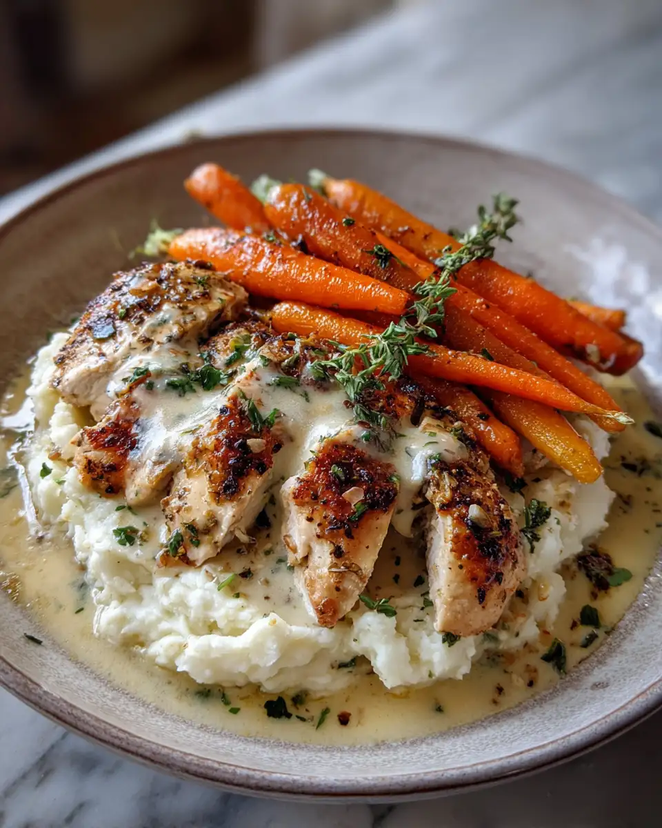 Ultimate Comfort: Creamy Herb Chicken with Mashed Potatoes and Glazed Carrots - Featured Image