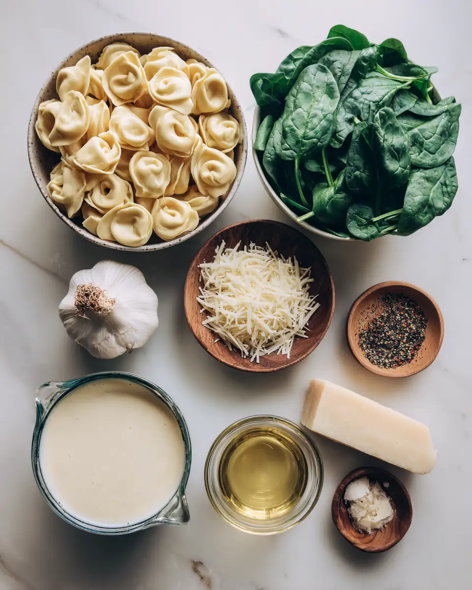 Ingredients for Indulge in a Bowl of Bliss: Creamy Tortellini with Spinach Delight