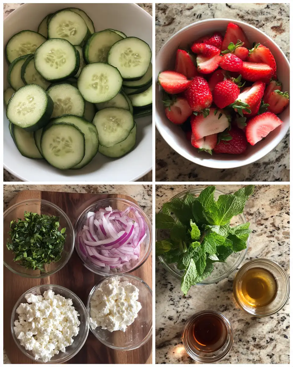 Crisp Cucumber Strawberry Salad Freshness: A Refreshing Taste of Summer 4 Ingredients for Crisp Cucumber Strawberry Salad Freshness: A Refreshing Taste of Summer