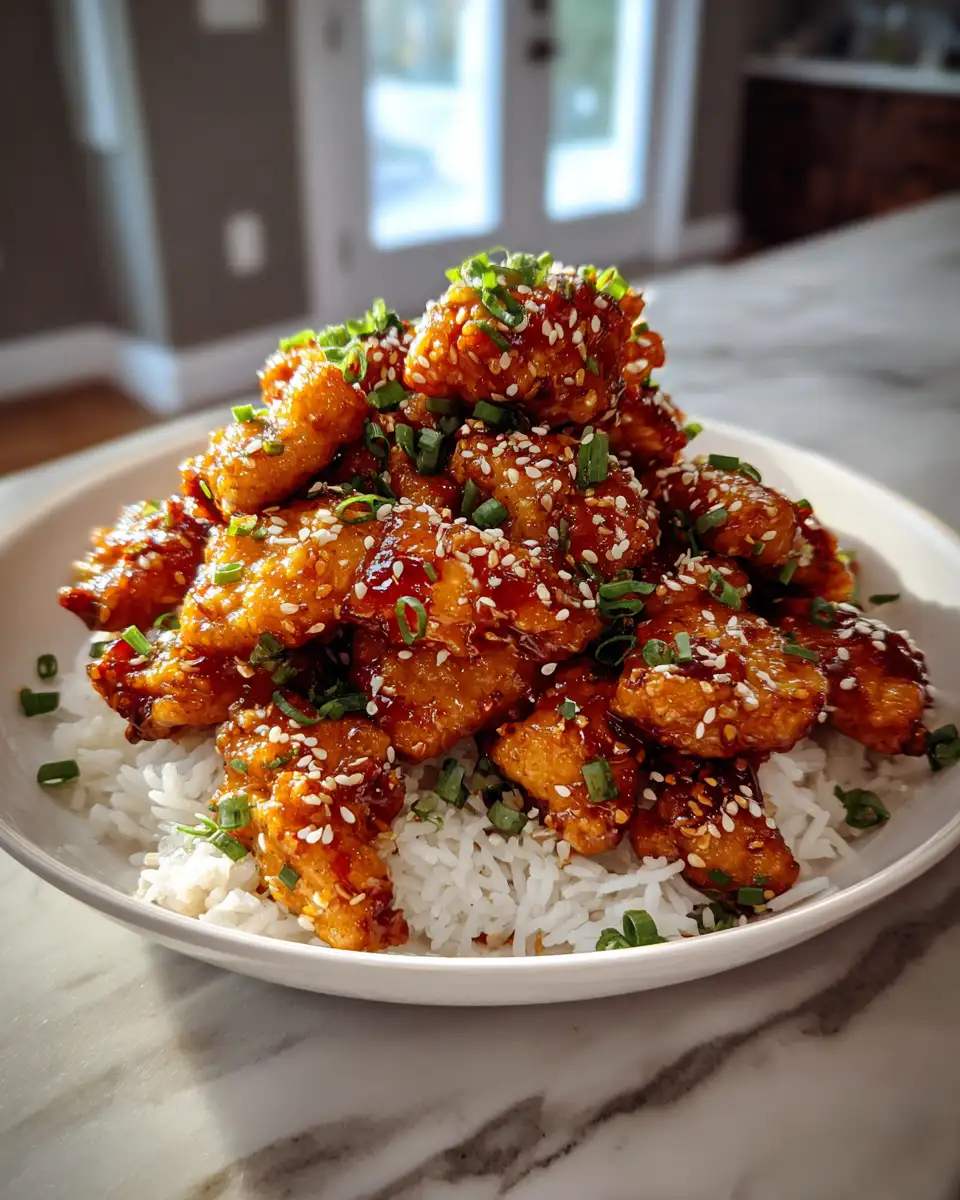 Final dish - Irresistibly Crispy Chinese Honey Garlic Chicken: A Sweet and Savory Delight