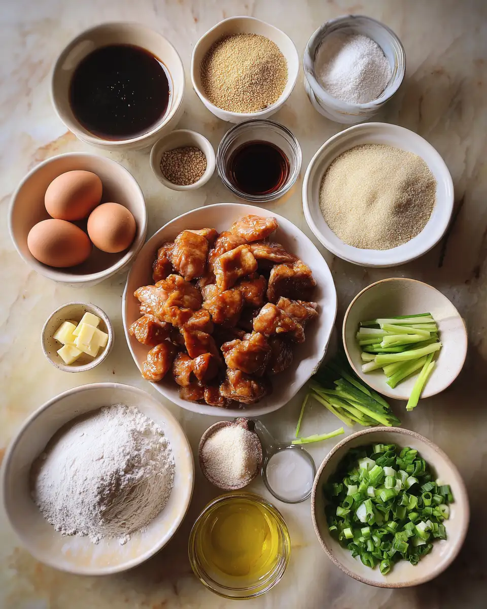 Ingredients for Irresistibly Crispy Chinese Honey Garlic Chicken: A Sweet and Savory Delight