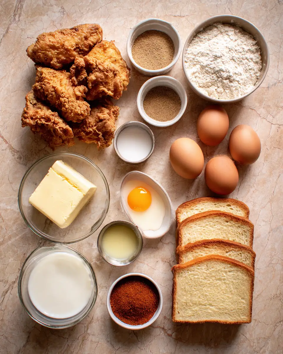 Ingredients for Crispy French Toast Fried Chicken Sandwich: A Brunch Revolution