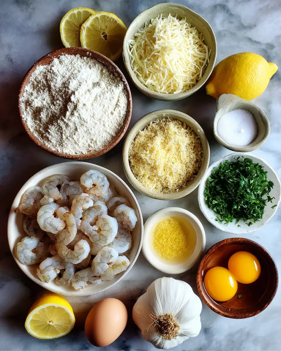 Ingredients for Crispy Garlic Shrimp Bombs Meet Cheesy Shrimp Sensation