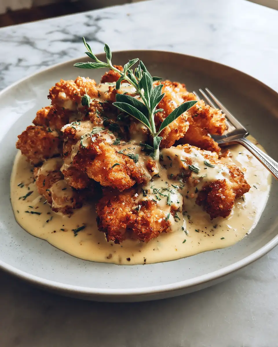 Irresistibly Crispy Parmesan Chicken Meets Luscious Creamy Garlic Sauce - Featured Image