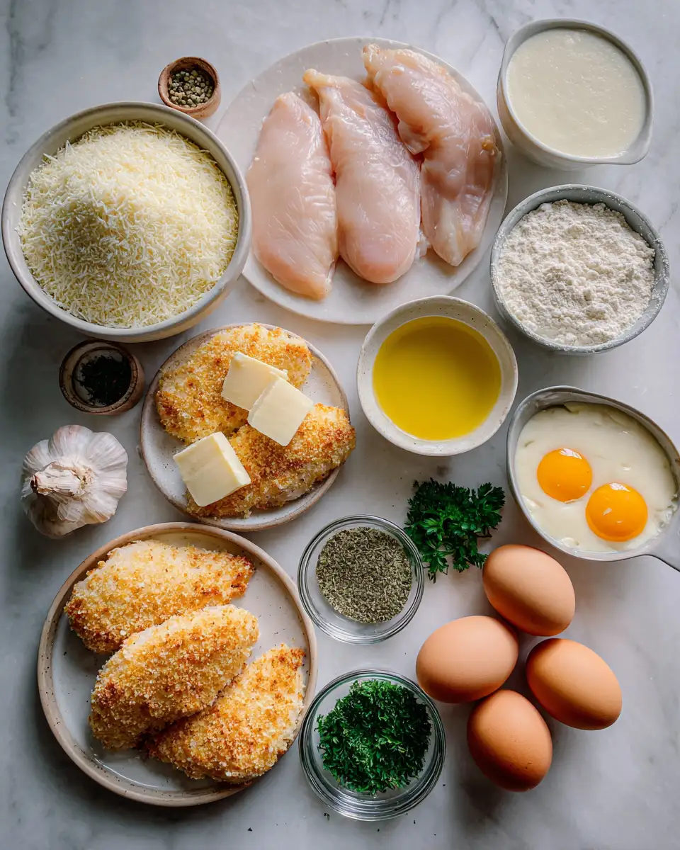 Ingredients for Irresistibly Crispy Parmesan Chicken Meets Luscious Creamy Garlic Sauce
