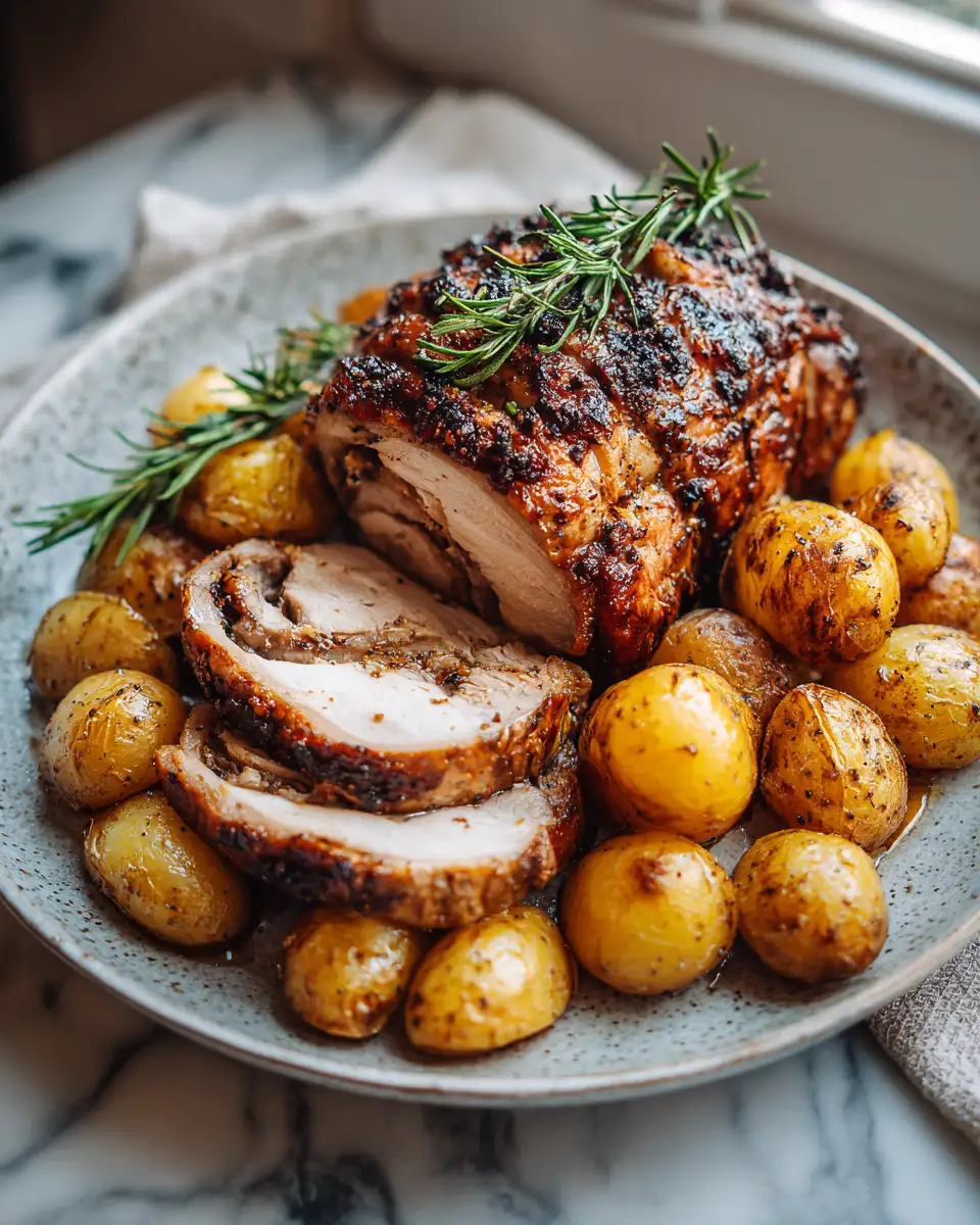 Crispy Stuffed Pork Loin Roast with Golden Potatoes: A Flavorful Feast for the Senses - Featured Image
