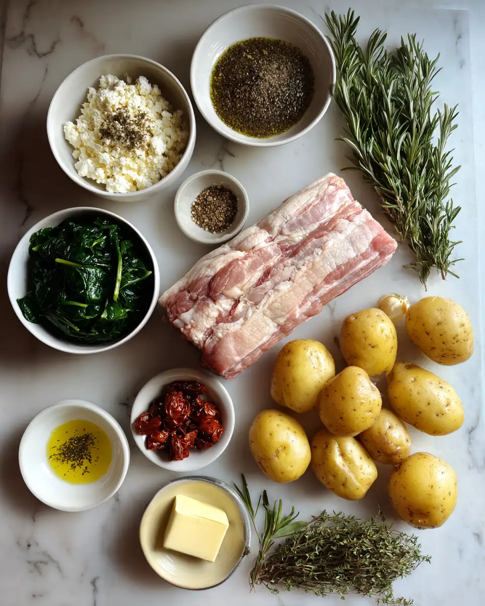 Crispy Stuffed Pork Loin Roast with Golden Potatoes: A Flavorful Feast for the Senses 4 Ingredients for Crispy Stuffed Pork Loin Roast with Golden Potatoes: A Flavorful Feast for the Senses