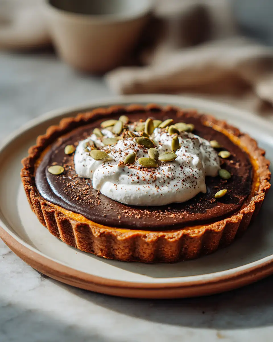 Final dish - Indulge in Autumn Bliss with a Dark Chocolate Pumpkin Tart