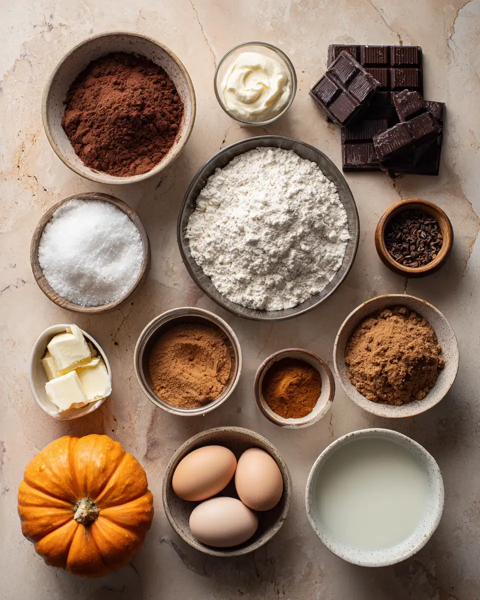 Ingredients for Indulge in Autumn Bliss with a Dark Chocolate Pumpkin Tart