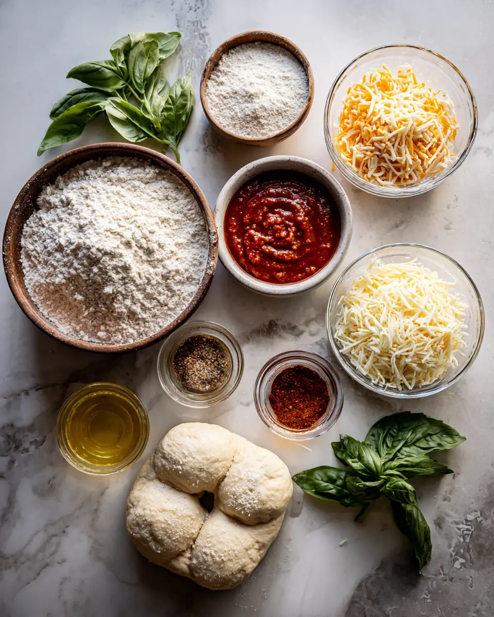 Ingredients for Epic Stuffed Crust Pizza: The Ultimate Cheese Pull Experience