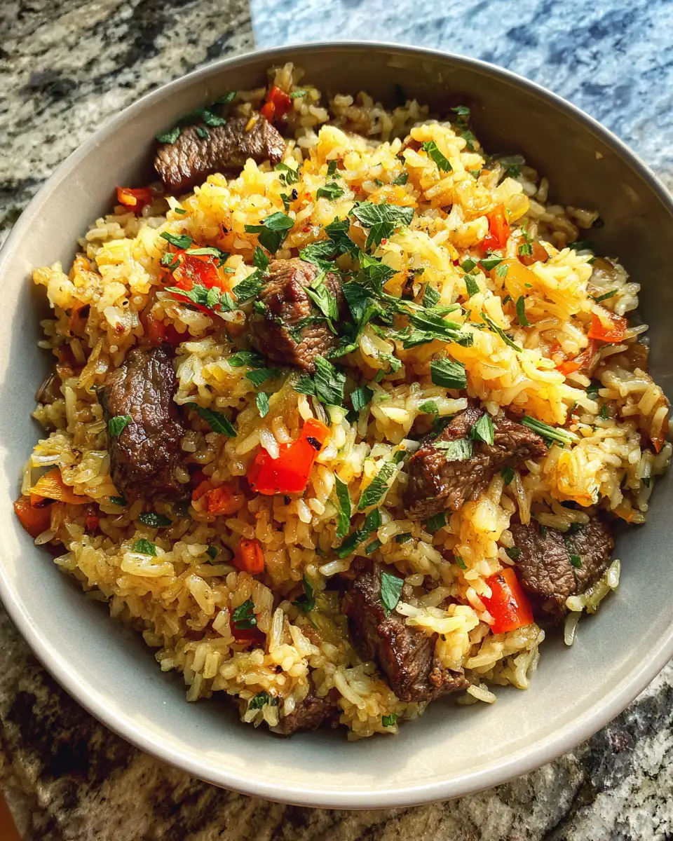 Final dish - Sizzle and Savor: A Garlic Butter Beef & Rice Skillet Lover's Dream