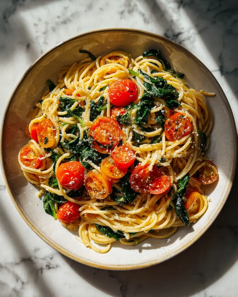 Irresistible Garlic Butter Pasta with Fresh Tomatoes and Spinach - Featured Image