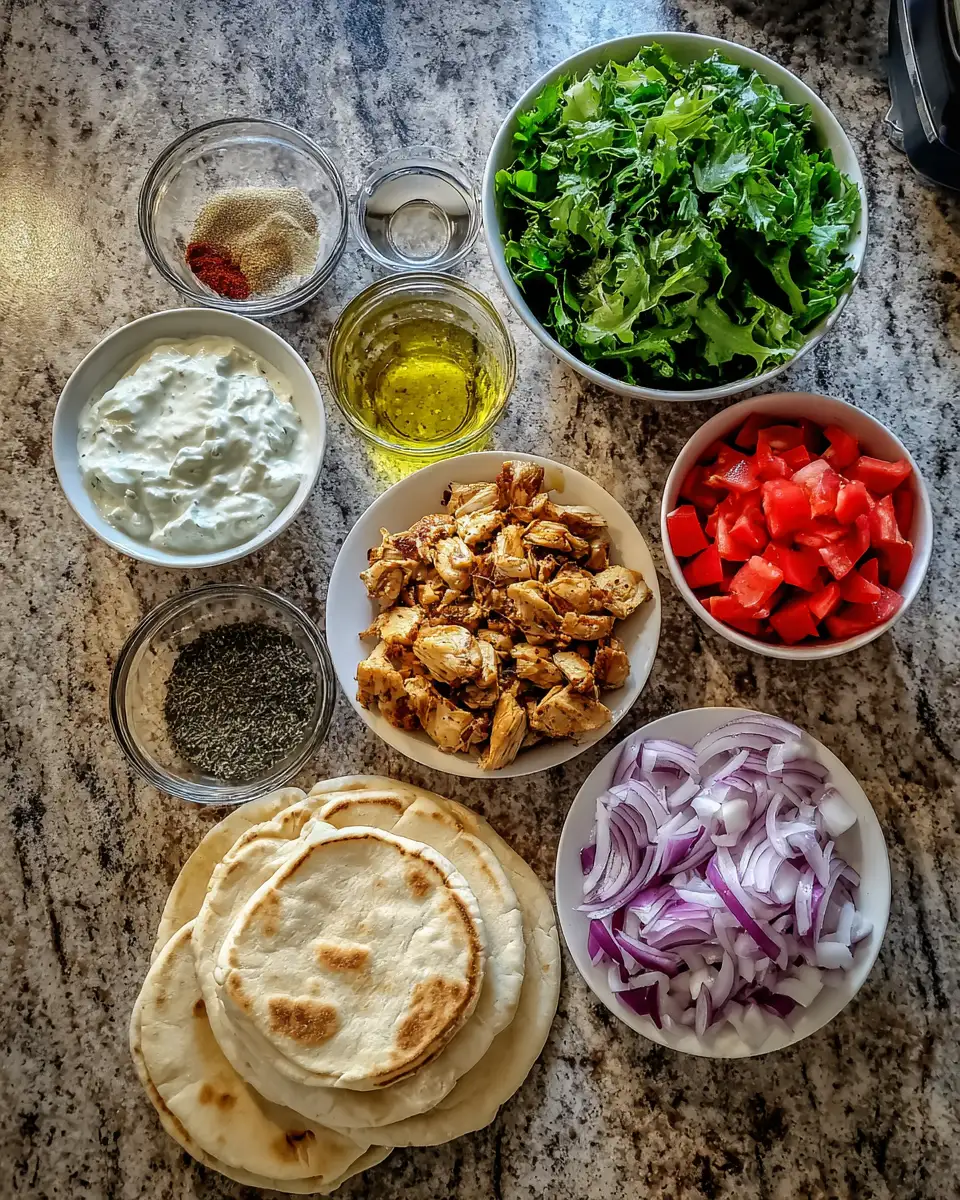 Ingredients for Savor the Flavors of Greece with Mouthwatering Chicken Gyros and Tzatziki Sauce
