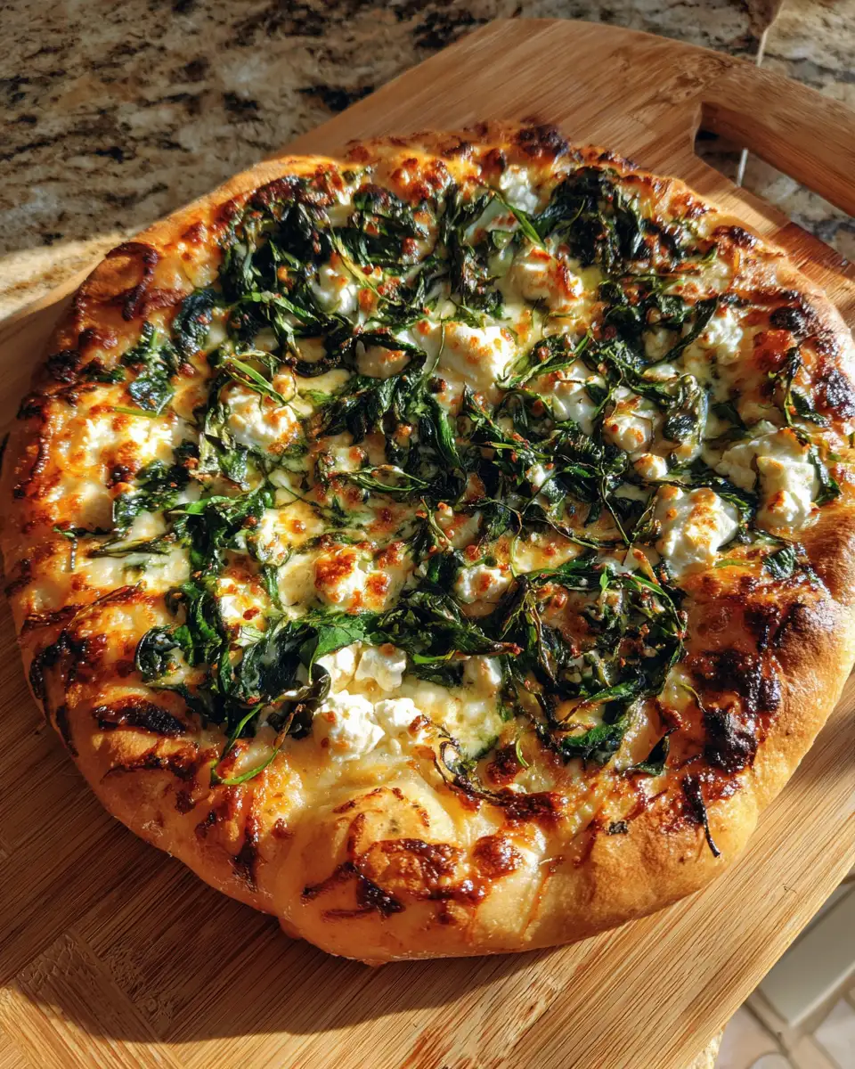 Final dish - A Mediterranean Twist: Discover the Magic of Greek Spinach and White Pizza
