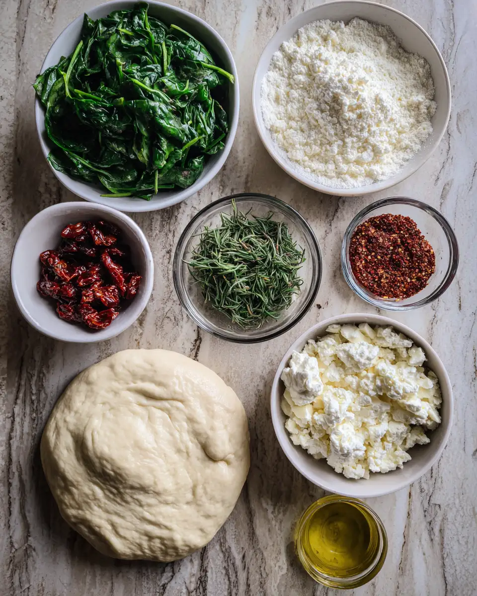Ingredients for A Mediterranean Twist: Discover the Magic of Greek Spinach and White Pizza