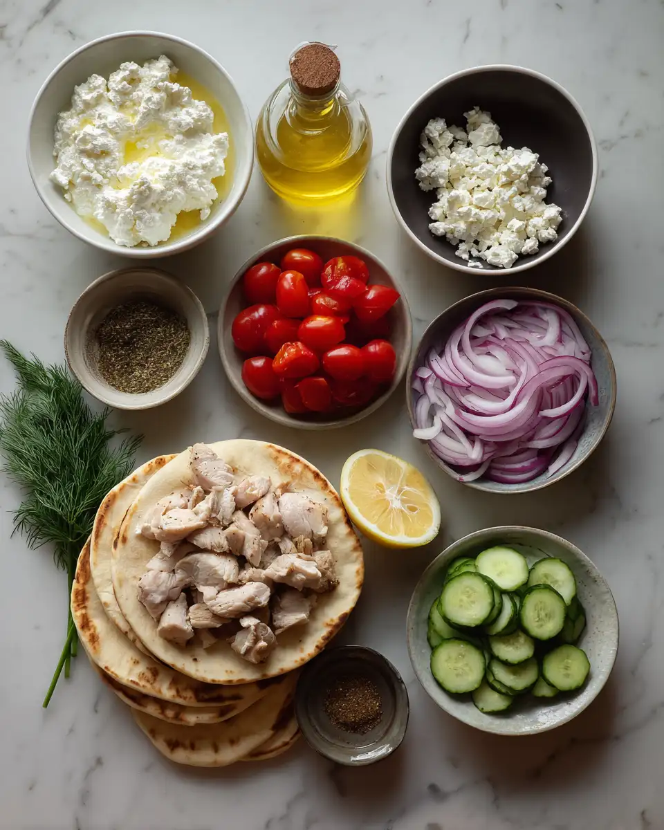 Ingredients for Sizzling Grilled Chicken Gyro Sandwiches: A Flavorful Twist on a Classic