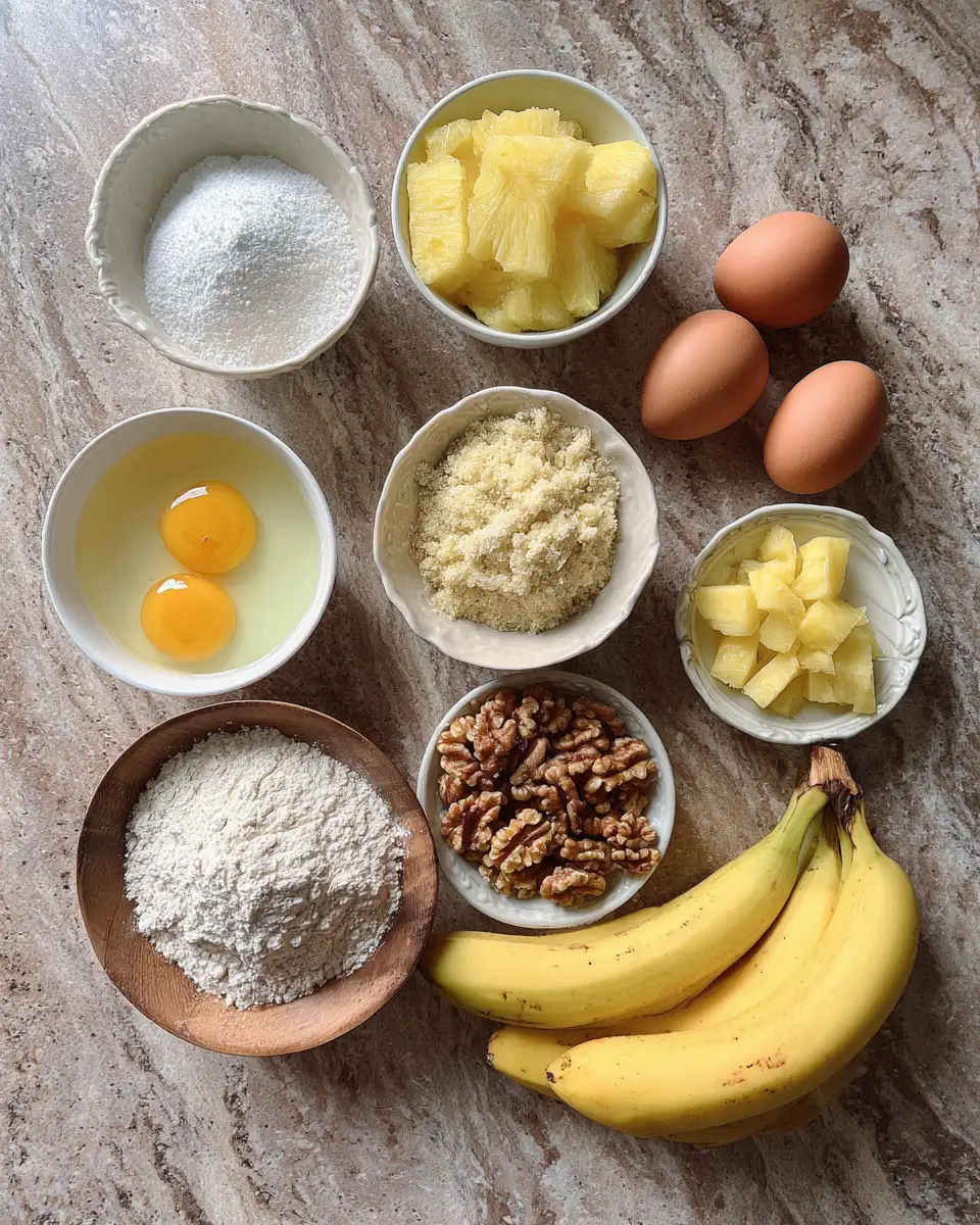 Ingredients for Tropical Temptation: Hawaiian Banana Bread with Pineapple Delight